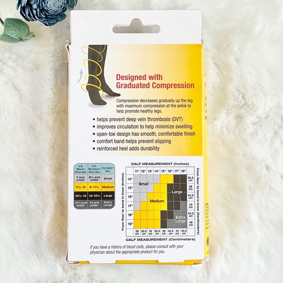 New with tag FUTURO MEDICAL COMPRESSION OPEN TOE KNEE LENGTH STOCKINGS FIRM SZ L - Picture 2 of 3